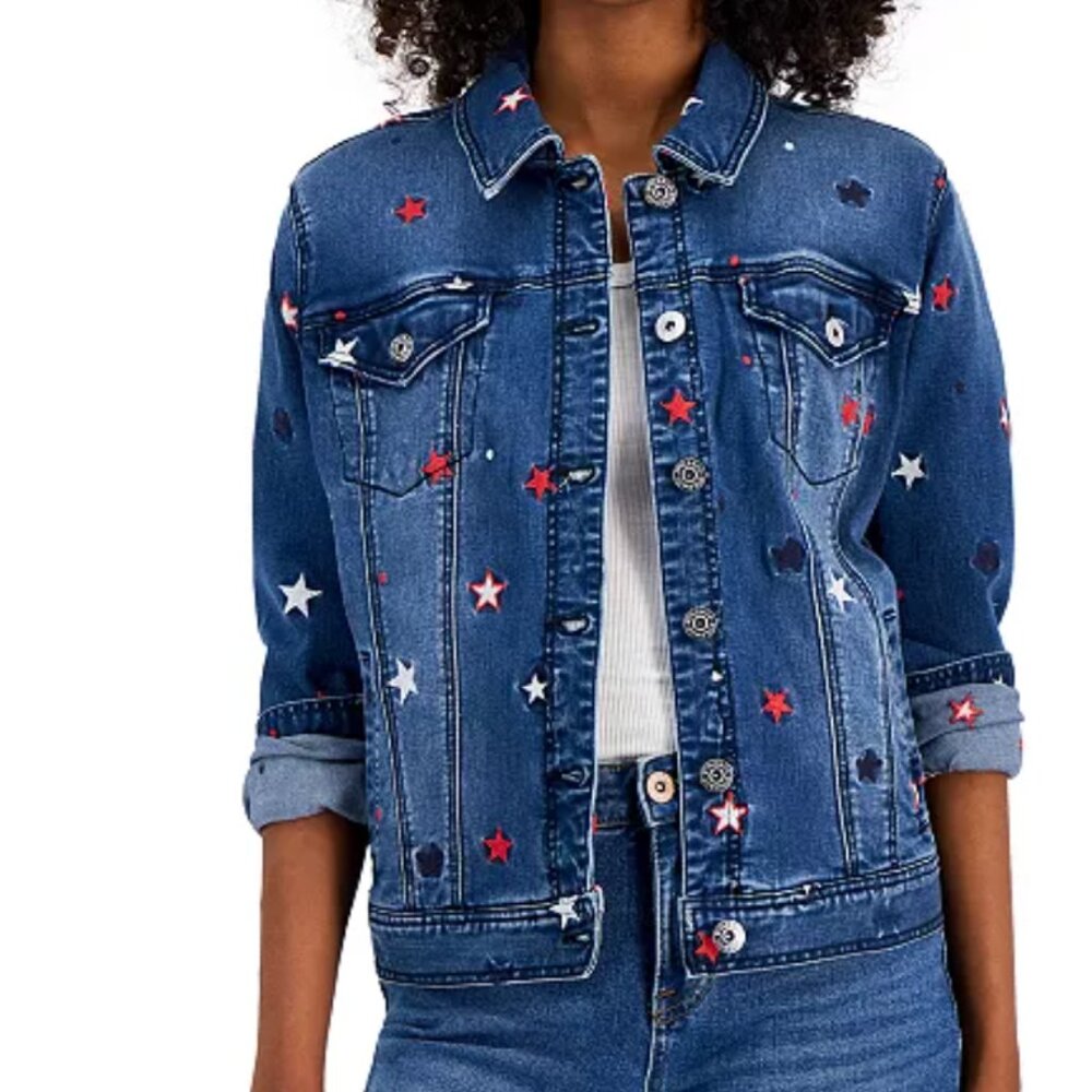 Style & Co. Embroidered Star Denim Jacket